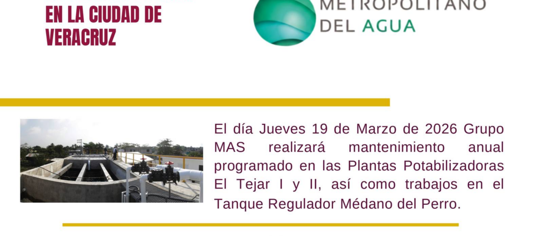 Exhorta IMA a almacenar agua ante suspensión temporal del servicio por mantenimiento preventivo