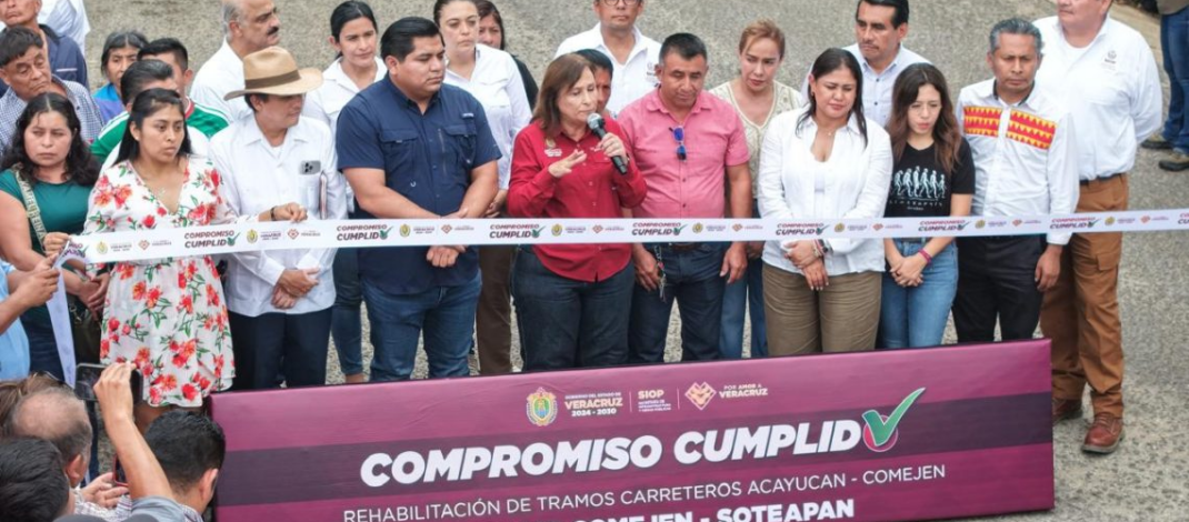 Rocío Nahle le cumple a la Sierra de Soteapan con 24 kilómetros de carretera