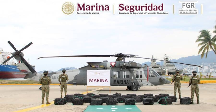 En una operación marítima en el estado de Guerrero, Marina asegura alrededor de 1.3 toneladas de presunta cocaína