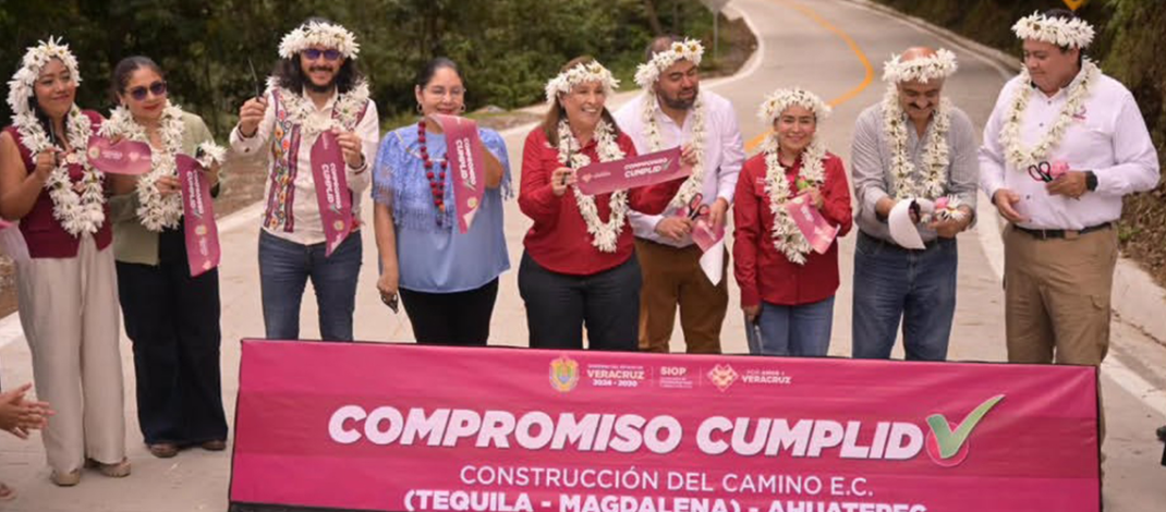 Rocío Nahle entrega tramo Tequila-Magdalena-Ahuatepec en beneficio de 25 comunidades de la sierra de Zongolica