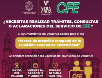 Acerca Ayuntamiento de Veracruz atención de CFE a las y los ciudadanos con módulo de asesorías