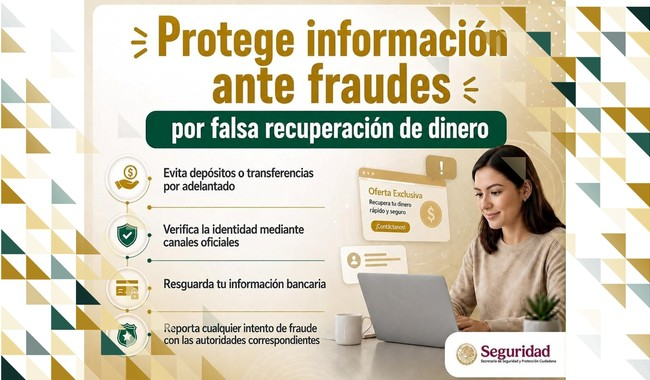 SSPC emite recomendaciones para prevenir fraudes por falsas ofertas de recuperación de dinero y supuestas fiscalías digitales