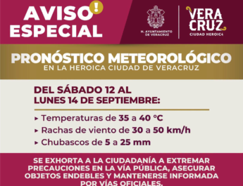 Exhorta Ayuntamiento de Veracruz a extremar precauciones ante condiciones meteorológicas