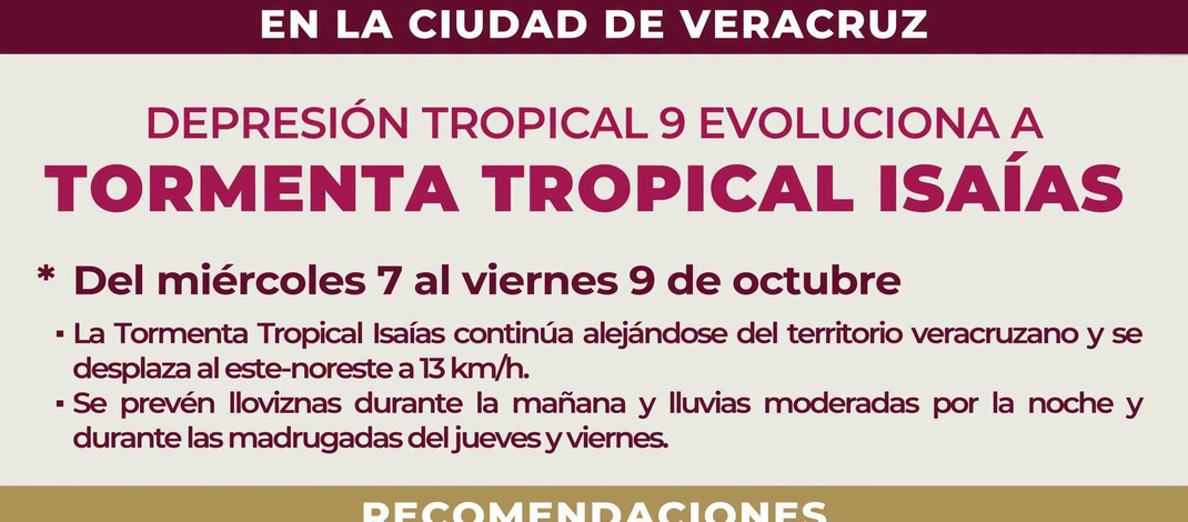 Mantiene Ayuntamiento de Veracruz vigilancia ante tormenta tropical Isaías
