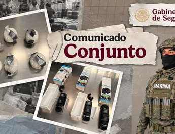 MARINA, ANAM Y SSPC detectan presunta metanfetamina oculta en accesorios para videojuegos en la aduana del AICM