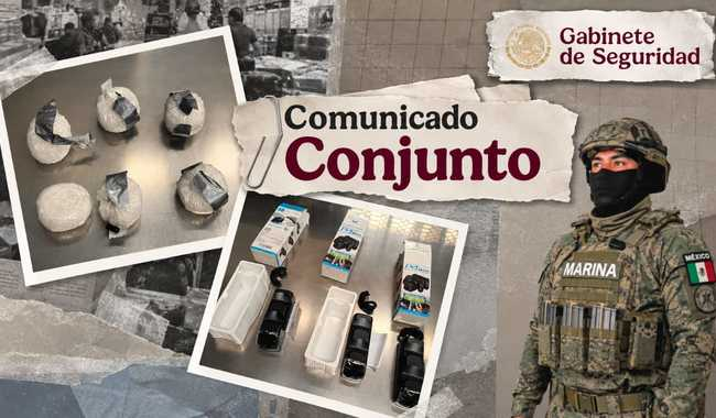 MARINA, ANAM Y SSPC detectan presunta metanfetamina oculta en accesorios para videojuegos en la aduana del AICM