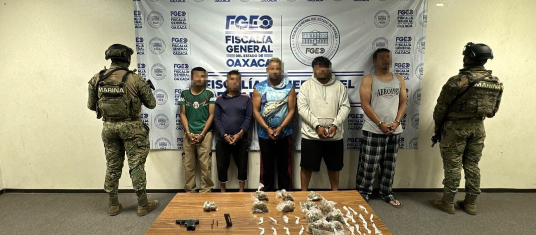 Marina participa en la detención de cinco personas y el aseguramiento de presuntas sustancias ilícitas, armas e inmuebles en Oaxaca