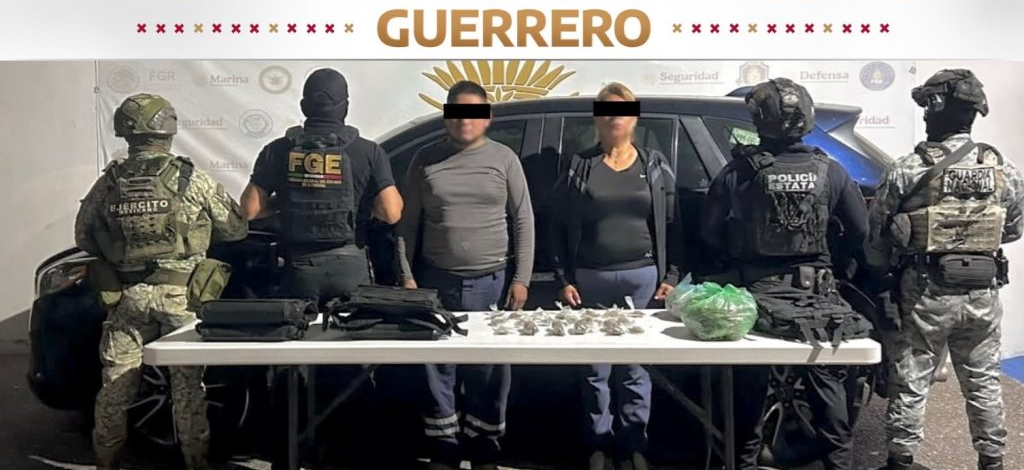 FGE Guerrero detiene a dos personas y asegura probable droga y vehículo con reporte de robo en Taxco